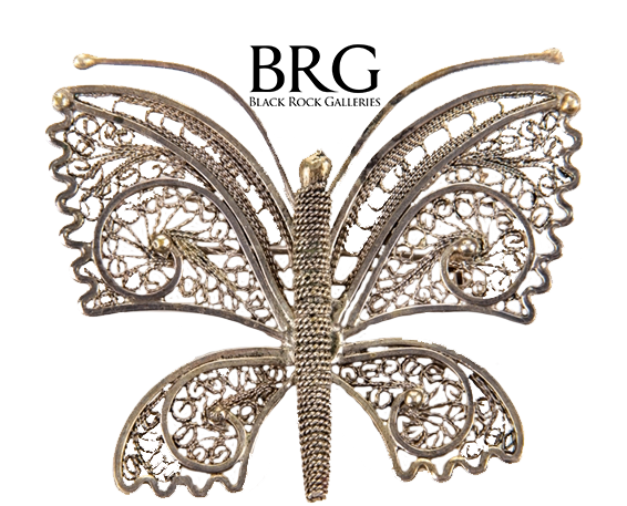 Silver Filigree Butterfly Brooch